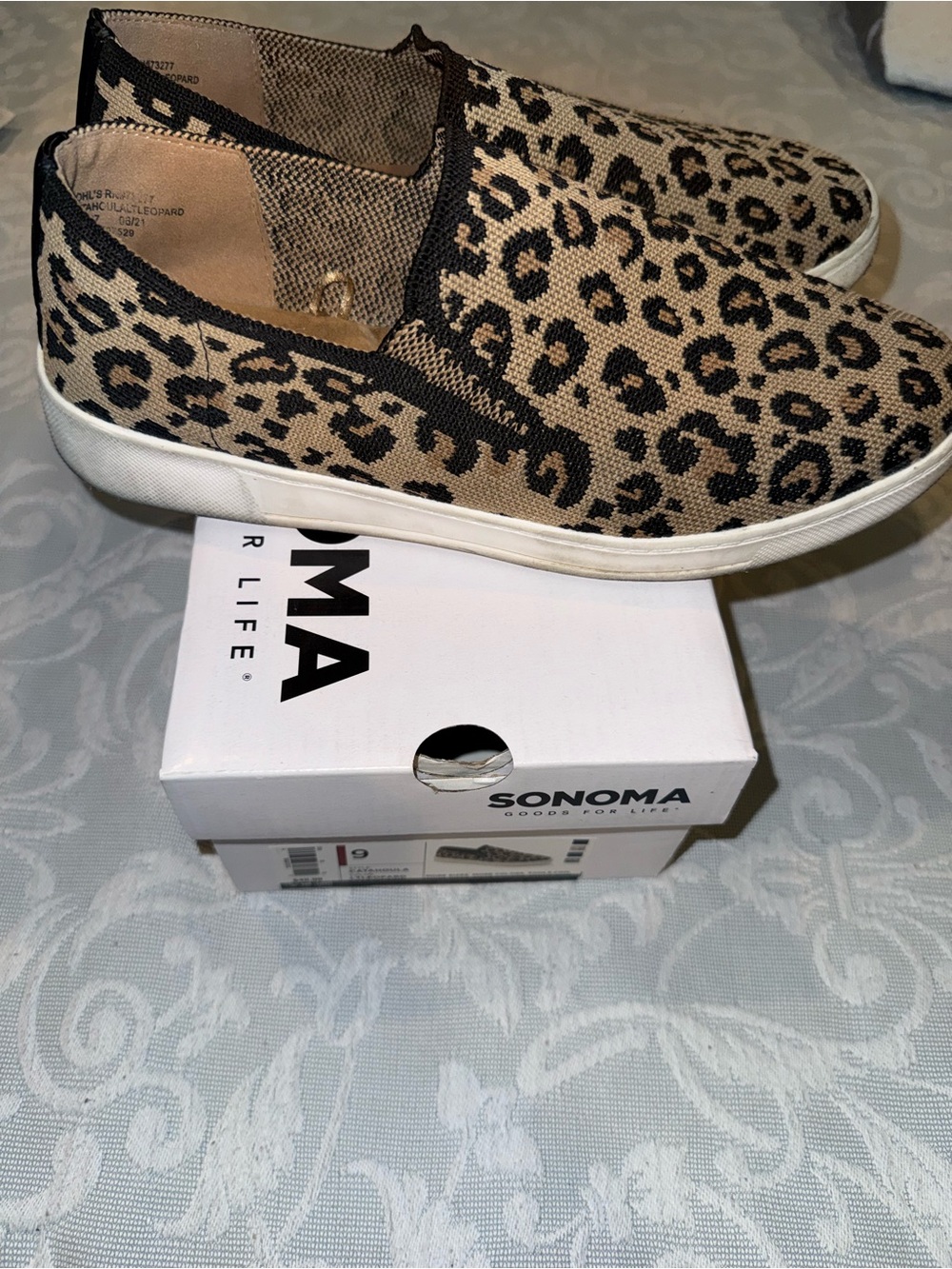 Sonoma Leopard-Print Slip-On Sneakers in Tan and Black